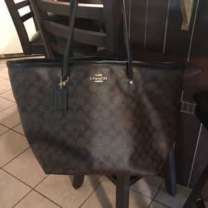 COACH Signature Tote Bag Handbag Shoulder Bag